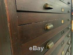 Antique 14 Drawer Flat File Storage Cabinet