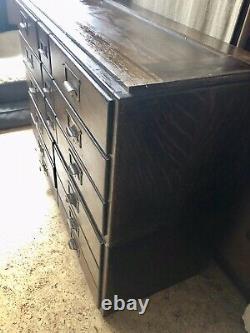 Antique 15 Drawer Quatersawn Oak Stacking Card File Cabinet, Apothecary, Chest