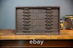 Antique 15 Drawer Wood Apothecary Cabinet Vintage Tool Box typeset watchmaker