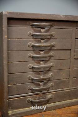 Antique 15 Drawer Wood Apothecary Cabinet Vintage Tool Box typeset watchmaker