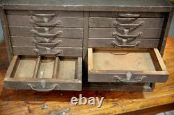 Antique 15 Drawer Wood Apothecary Cabinet Vintage Tool Box typeset watchmaker