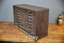 Antique 15 Drawer Wood Apothecary Cabinet Vintage Tool Box typeset watchmaker