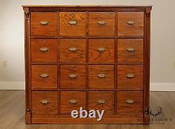 Antique 16 Drawer Large Oak General Store or Haberdashery Cabinet