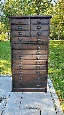 Antique 16 Drawer Oak Industrial Cabinet RESTORED