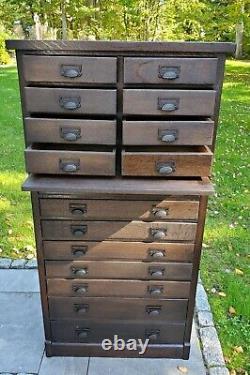 Antique 16 Drawer Oak Industrial Cabinet RESTORED