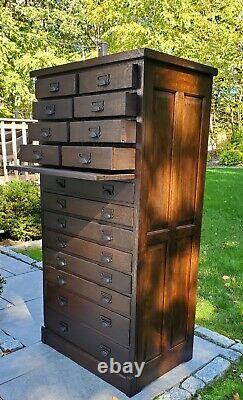 Antique 16 Drawer Oak Industrial Cabinet RESTORED