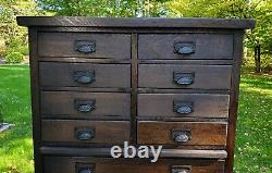 Antique 16 Drawer Oak Industrial Cabinet RESTORED