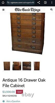 Antique 16 Drawer Oak Industrial Cabinet RESTORED