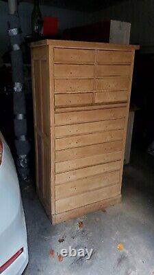 Antique 16 Drawer Oak Industrial Cabinet RESTORED