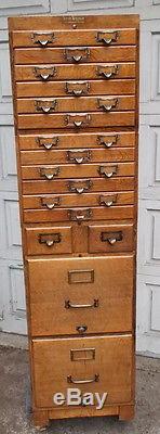 Antique 16 Drawer Stacking Oak File Cabinet Shaw Walker -Mission