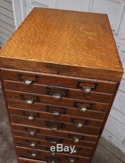 Antique 16 Drawer Stacking Oak File Cabinet Shaw Walker -Mission
