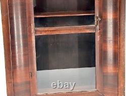 Antique 1800's Flame Mahogany Wall Curio/Knickknack Cupboard Cabinet