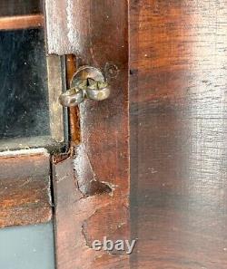 Antique 1800's Flame Mahogany Wall Curio/Knickknack Cupboard Cabinet