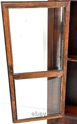 Antique 1800's Flame Mahogany Wall Curio/Knickknack Cupboard Cabinet