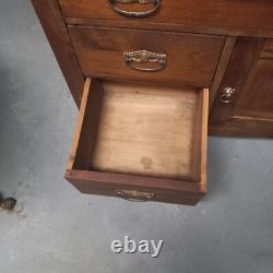 Antique 1800's Oak Dry Sink, Cabinet 3 Drawer 1 Door Solid Wood no veneer
