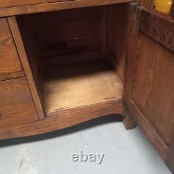 Antique 1800's Oak Dry Sink, Cabinet 3 Drawer 1 Door Solid Wood no veneer