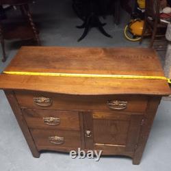Antique 1800's Oak Dry Sink, Cabinet 3 Drawer 1 Door Solid Wood no veneer