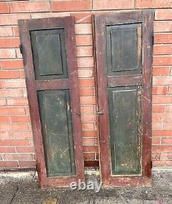 Antique 1800s Early American 2 Panel Pantry Cupboard Cabinet Doors 56.25 X 33.25