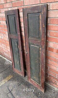 Antique 1800s Early American 2 Panel Pantry Cupboard Cabinet Doors 56.25 X 33.25