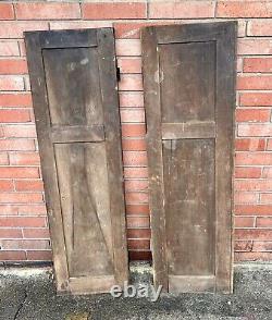 Antique 1800s Early American 2 Panel Pantry Cupboard Cabinet Doors 56.25 X 33.25