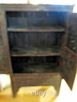 Antique 1800s Primitive Cupboard Cabinet Pie Safe Punch Tin Farmhouse Kitchen