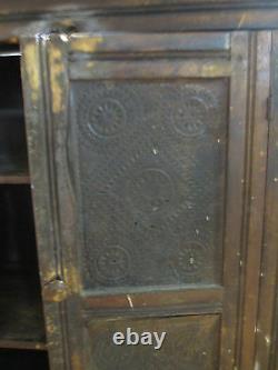 Antique 1800s Primitive Cupboard Cabinet Pie Safe Punch Tin Farmhouse Kitchen