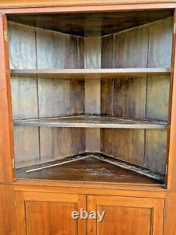 Antique 1840s Pennsylvania Walnut Farmhouse Corner Cabinet, Cupboard