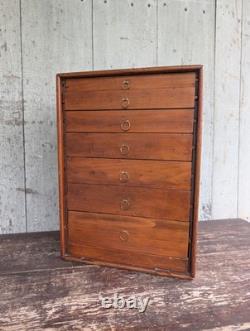 Antique 1880s 19th-Century Utilitarian Handmade Chest 7 Drawers Watchmaker