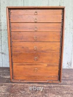 Antique 1880s 19th-Century Utilitarian Handmade Chest 7 Drawers Watchmaker