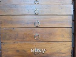 Antique 1880s 19th-Century Utilitarian Handmade Chest 7 Drawers Watchmaker Antique 1880s 19th-Century Utilitarian Handmade Chest 7 Drawers Watchmaker