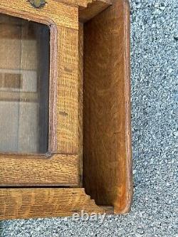 Antique 1890s tiger oak hanging curio cabinet collectors medicine Victorian