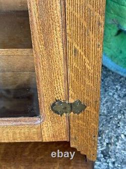 Antique 1890s tiger oak hanging curio cabinet collectors medicine Victorian