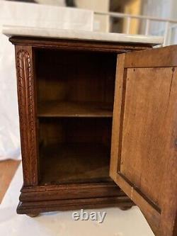 Antique 18th century French Black Forest carved Lion marble top cabinets