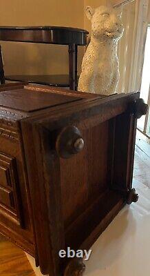 Antique 18th century French Black Forest carved Lion marble top cabinets