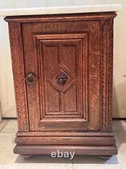 Antique 18th century French Black Forest carved Lion marble top cabinets