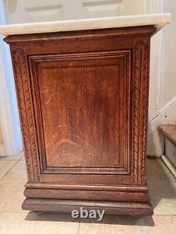 Antique 18th century French Black Forest carved Lion marble top cabinets