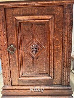 Antique 18th century French Black Forest carved Lion marble top cabinets