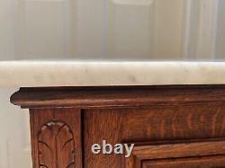 Antique 18th century French Black Forest carved Lion marble top cabinets