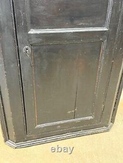 Antique 18th century hanging primitive corner cupboard blind door 1770