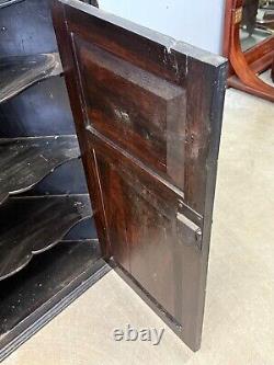 Antique 18th century hanging primitive corner cupboard blind door 1770