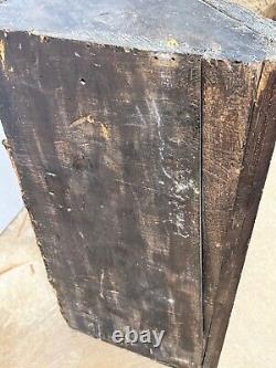 Antique 18th century hanging primitive corner cupboard blind door 1770