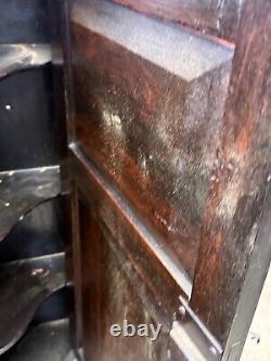 Antique 18th century hanging primitive corner cupboard blind door 1770