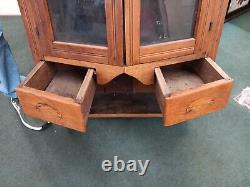 Antique 18th century hanging primitive cupboard Barbers Cabinet Medicine Ols