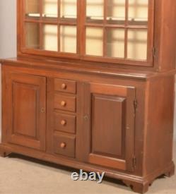 Antique 18th cherry chippendale step back pa dutch cupboard 1780 pa country
