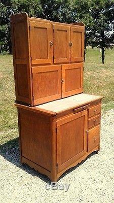 Antique 1900 HOOSIER OAK KITCHEN CABINET with Sugar Bin Flour Sifter