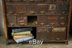 Antique 1900s Apothecary Cabinet 40 Drawers Hardware Store Nut Bolt Wood Cubby