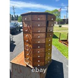 Antique 1900s General Store Mercantile Rotating Hardware Store Cabinet