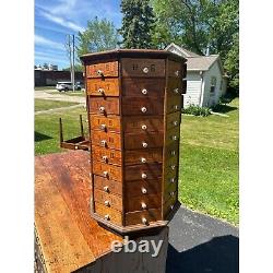 Antique 1900s General Store Mercantile Rotating Hardware Store Cabinet