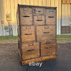 Antique 1900s Quarter Sawn Oak Three Stack Library Wooden File Cabinet Weis