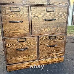 Antique 1900s Quarter Sawn Oak Three Stack Library Wooden File Cabinet Weis